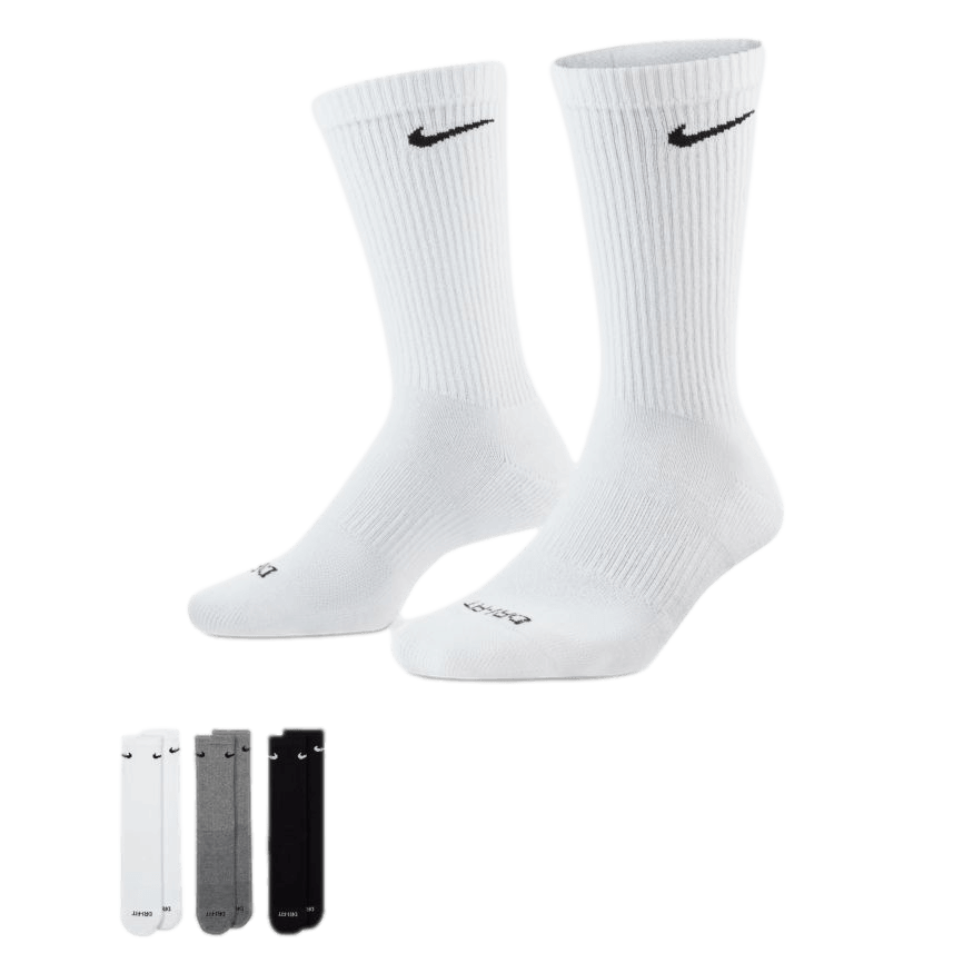 nike everyday 3 pack cotton cushioned crew socks mens