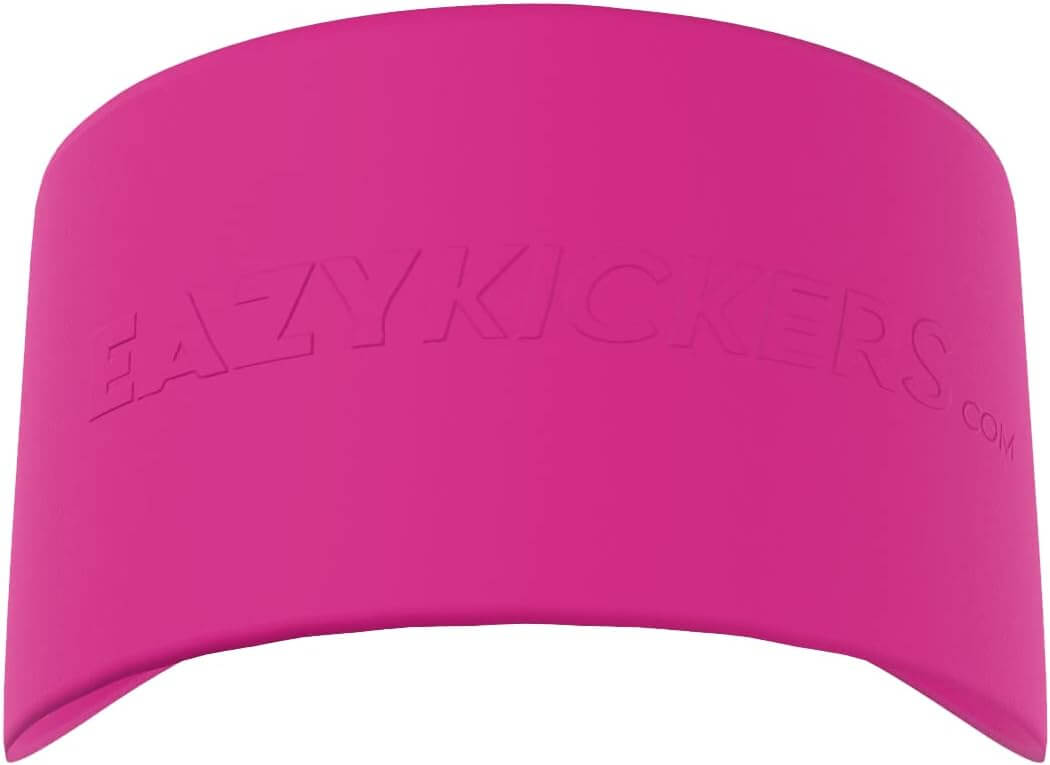 A bright pink Eazy Kickers Shoe Band Lace Cover with the brand name embossed on the front.