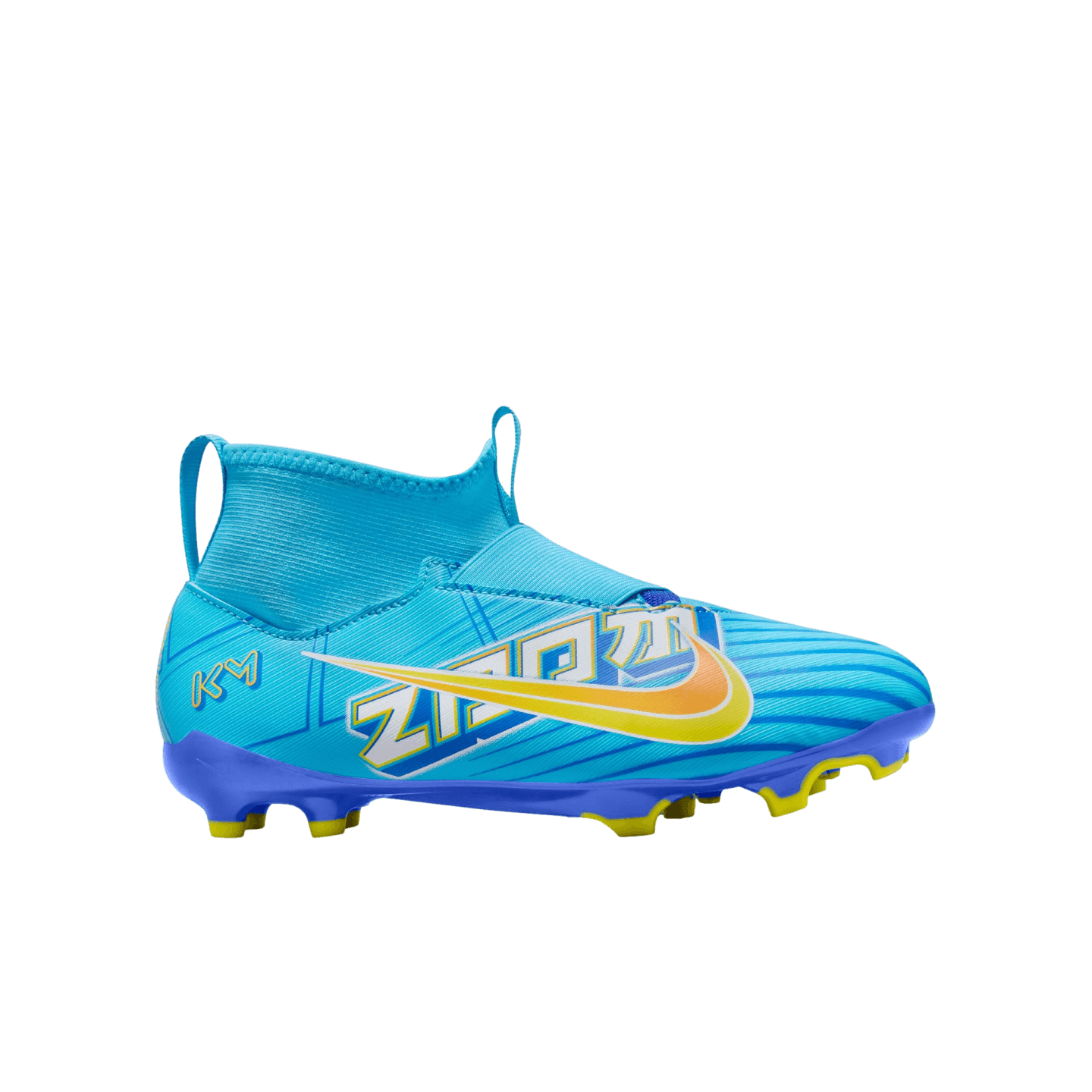 Nike Mercurial Zoom Superfly 9 Academy KM Mbappe Botas de futbol para terreno firme para jovenes color azul DO9790 400