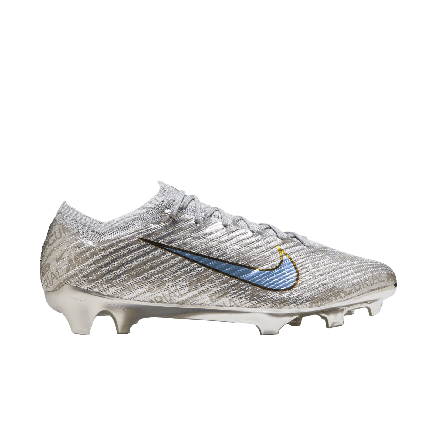 Botas de futbol Nike Zoom Mercurial Vapor 15 Elite XXV SE FG color plata y azul