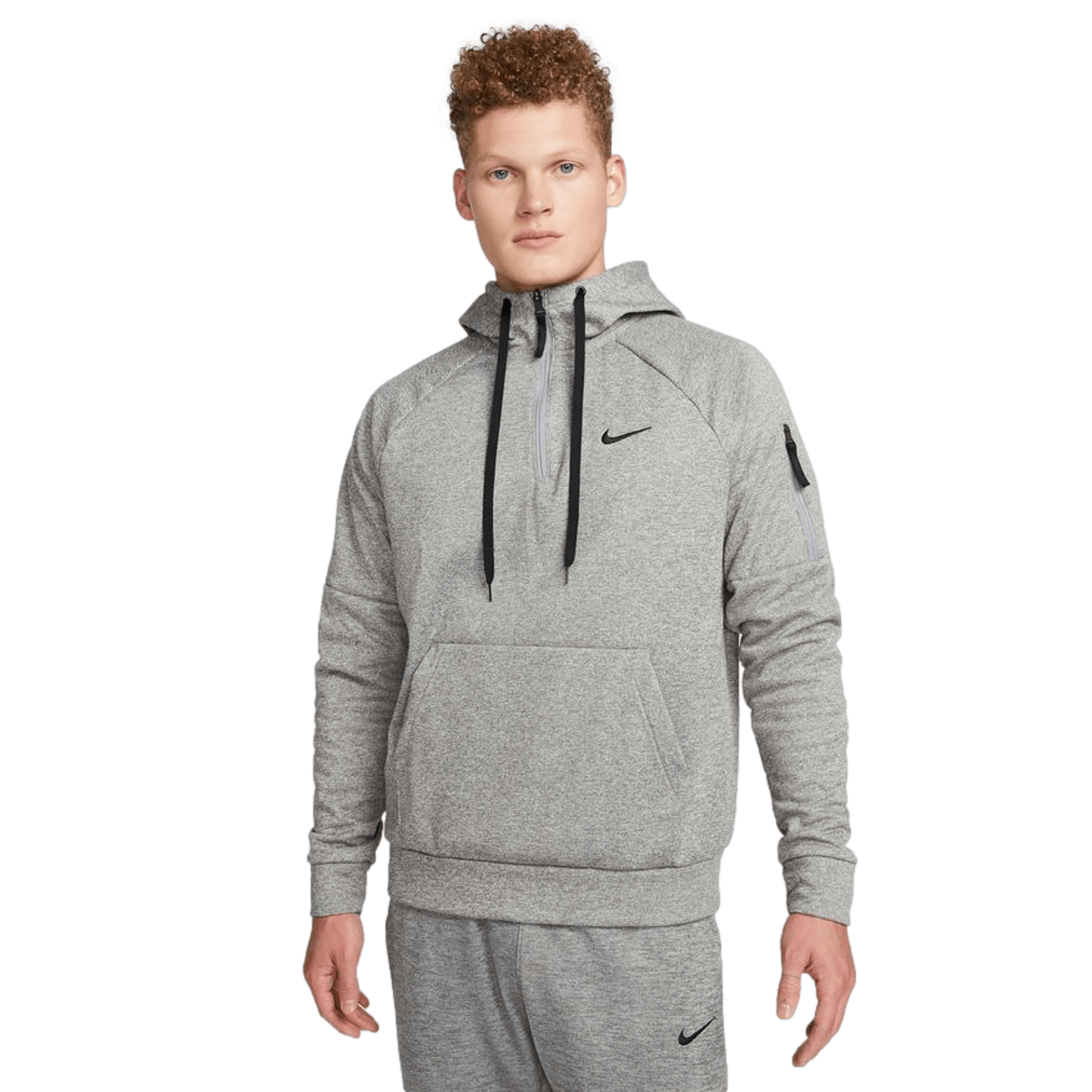 Nike Men's Therma-FIT 1/4 Zip Fitness Soccer Hoodie - Grey Nike Men's Therma-FIT 1/4 Zip Fitness Soccer Hoodie - Grey