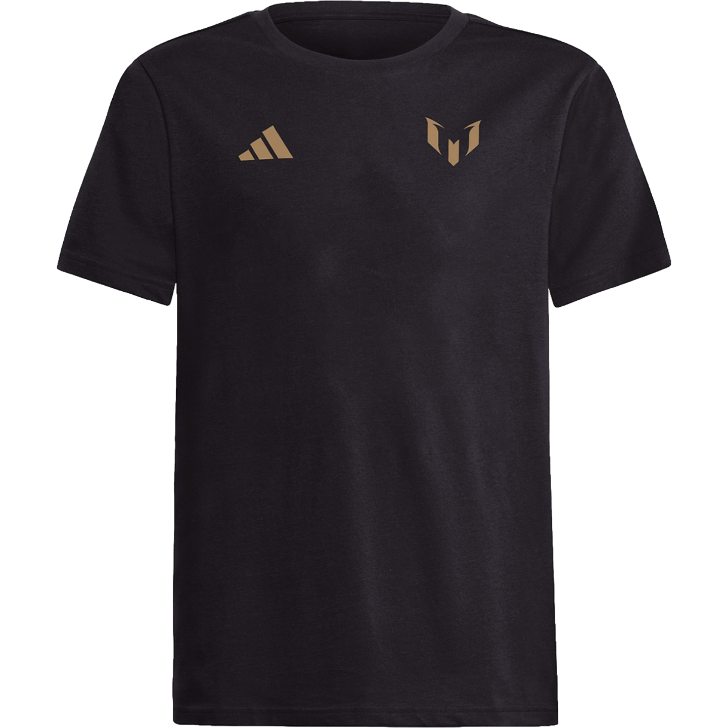 Camiseta juvenil dorada con nombre y numero de Messi de Adidas