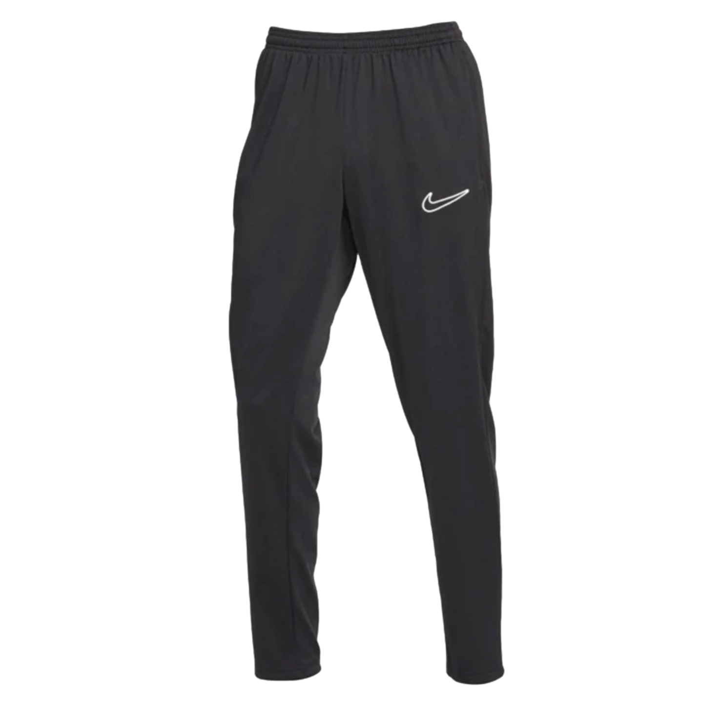 Pair of black Nike athletic pants with an elastic waist and a white swoosh logo on the left leg.