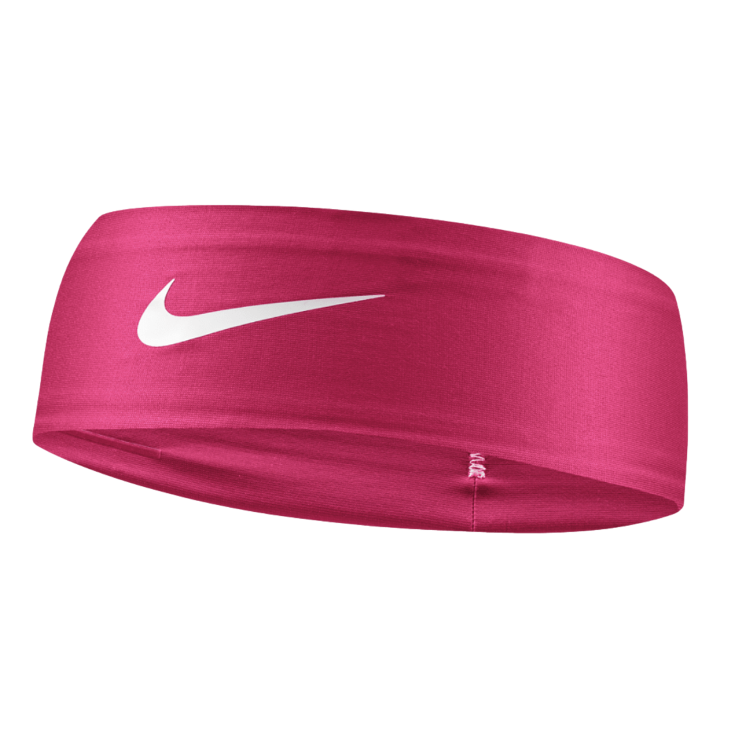 A bright pink Nike athletic headband with a white swoosh logo centered on the front.