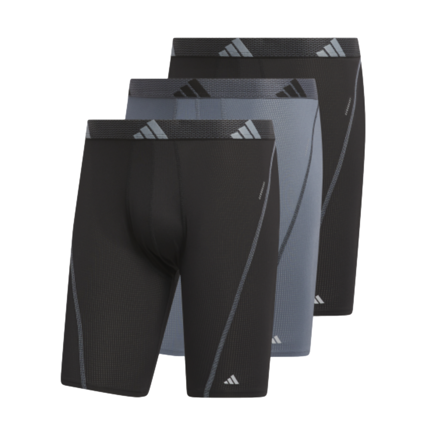 Adidas Performance Mesh Long Boxer Underwear - 3 Pack - Black/Grey