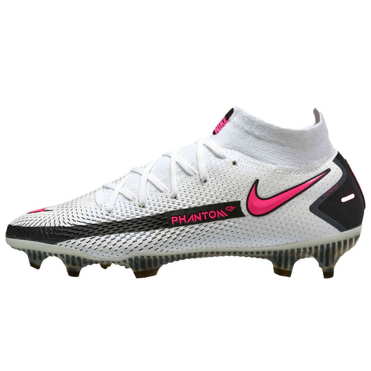 Nike Phantom GT Elite DF Firm Ground Soccer Cleat - White, Pink Swoosh