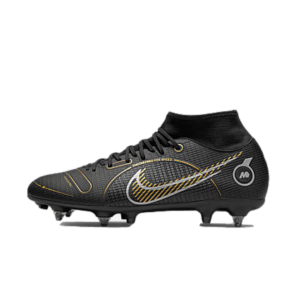 (NIKE-DJ2873-007) Nike Mercurial Superfly 8 Academy MG Firm Ground Cleats [BLACK/METALLIC GOLD-METALLIC SILVER]