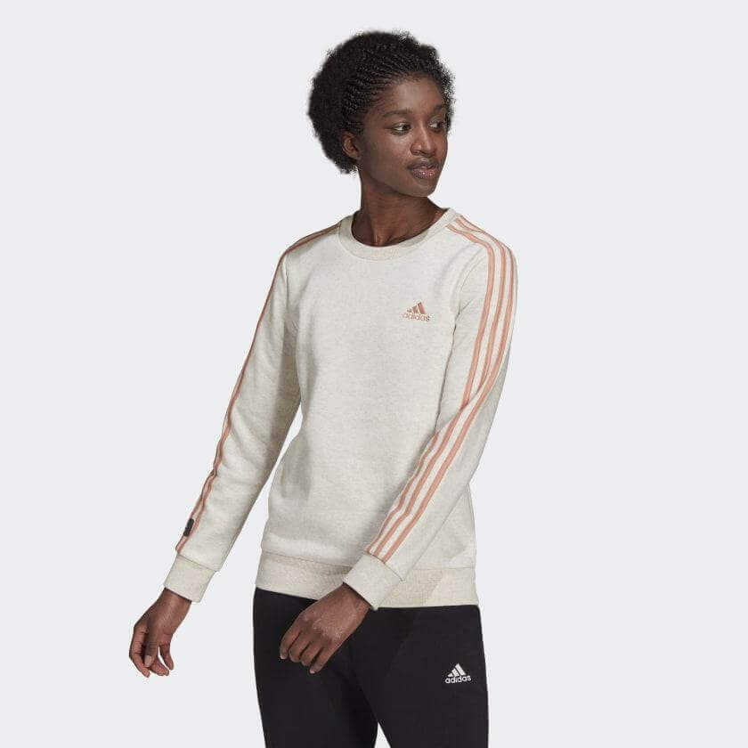 Adidas Essentials 3 Stripes Womens Fleece Sweatshirt