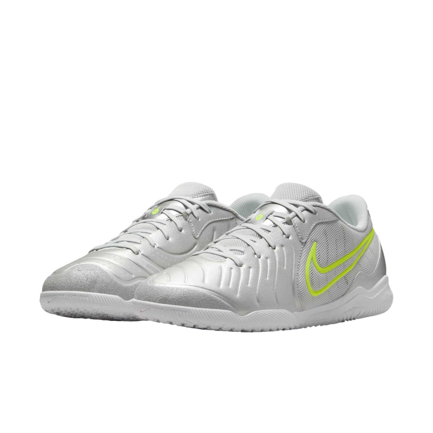 (NIKE-DV4341-001) Zapatillas de fútbol sala Nike Tiempo Legend 10 Academy [PLATA METALIZADA/BLANCO-VOLTIO] (lanzamiento el 17/10/24)