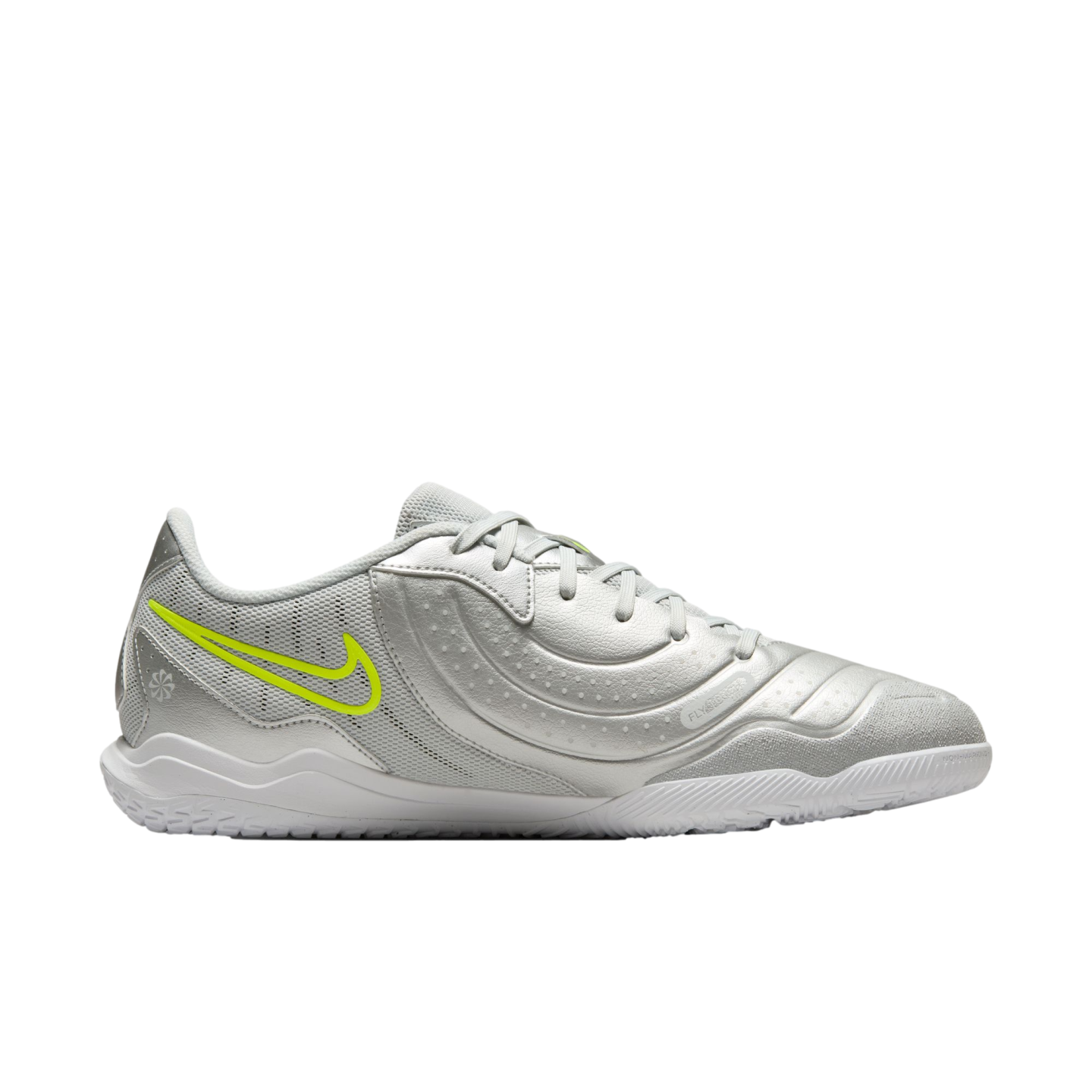 (NIKE-DV4341-001) Zapatillas de fútbol sala Nike Tiempo Legend 10 Academy [PLATA METALIZADA/BLANCO-VOLTIO] (lanzamiento el 17/10/24)