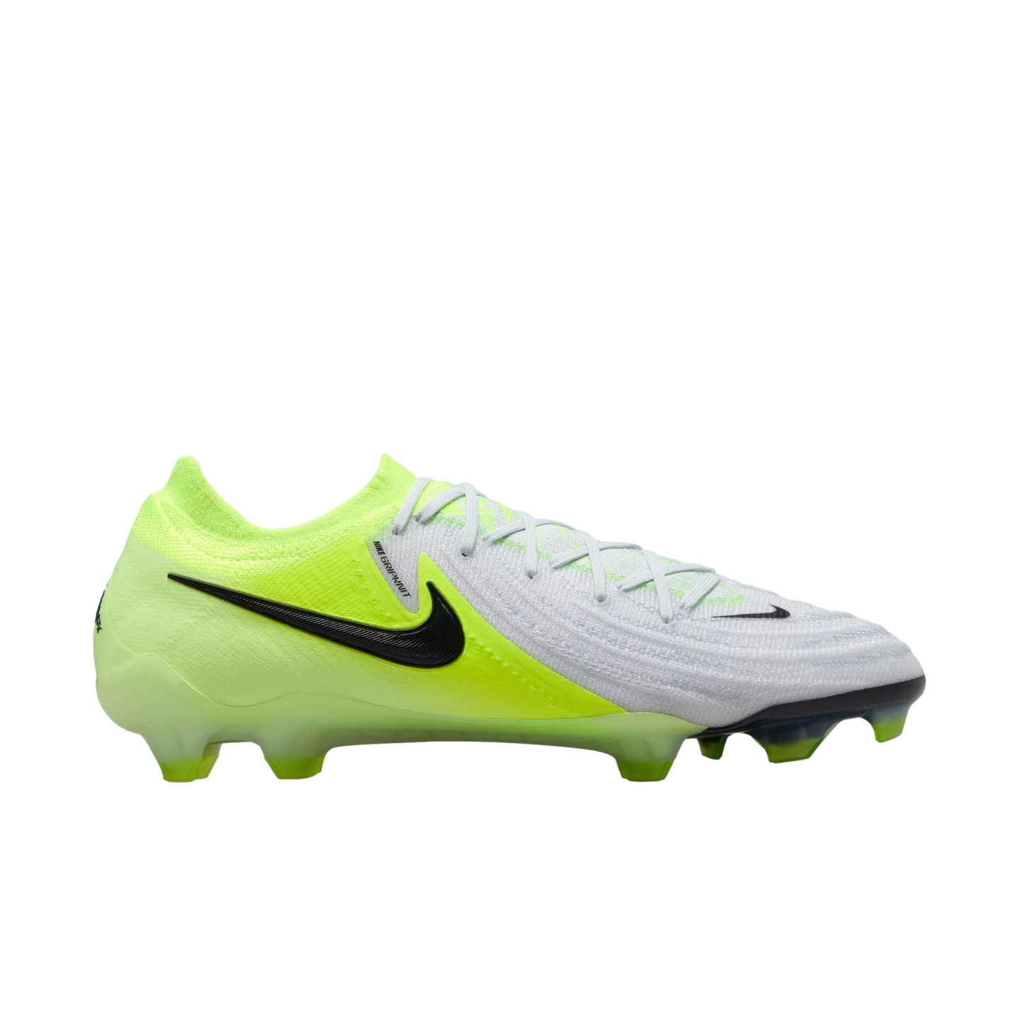 (NIKE-FJ2559-003) Botas de fútbol para terreno firme Nike Phantom GX 2 Elite [PLATA METALIZADA/NEGRO VOLTIO] (lanzamiento el 14/10/24)