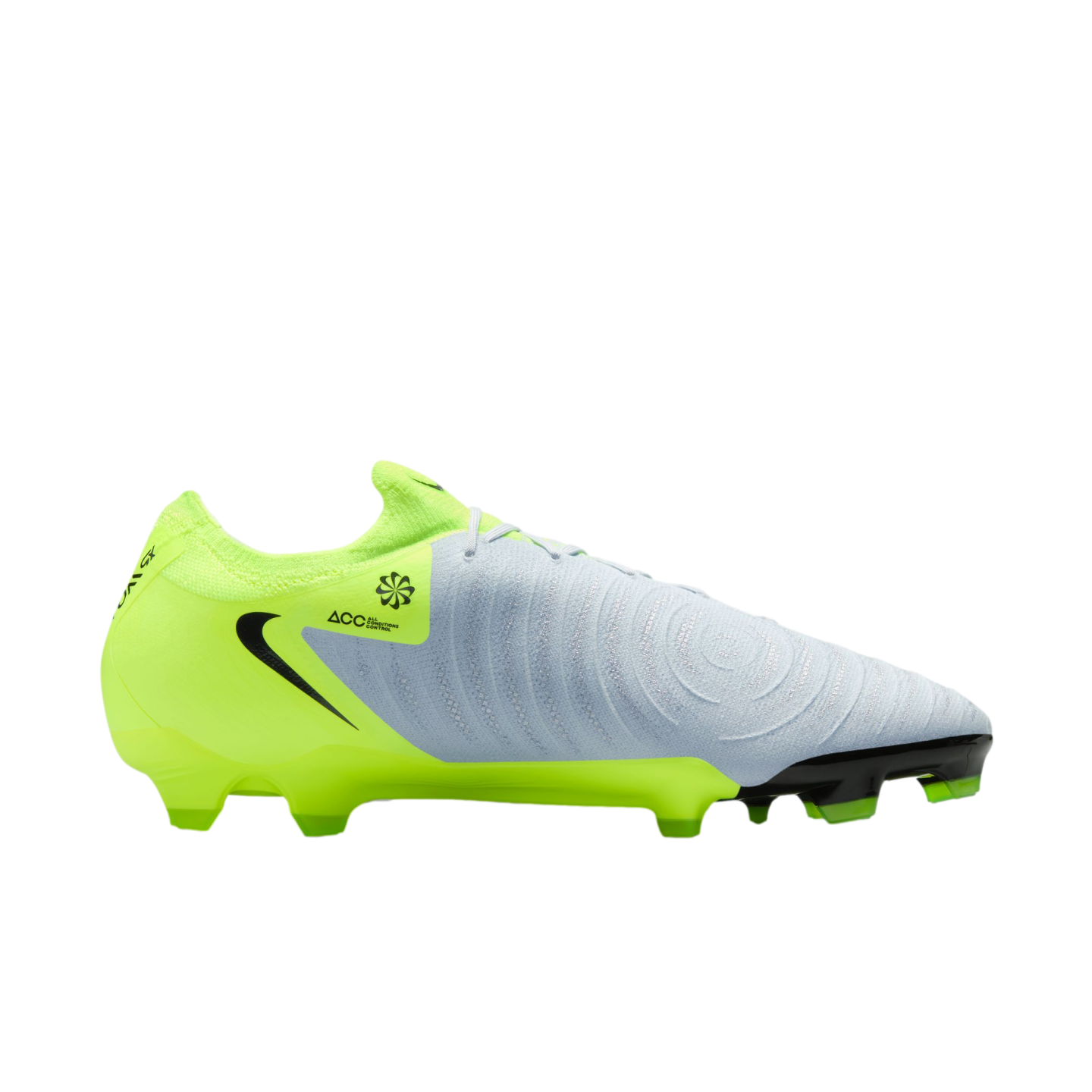 (NIKE-FJ2563-003) Botas de fútbol para terreno firme Nike Phantom GX 2 Pro [PLATA METALIZADA/NEGRO VOLTIO] (lanzamiento el 17/10/24)