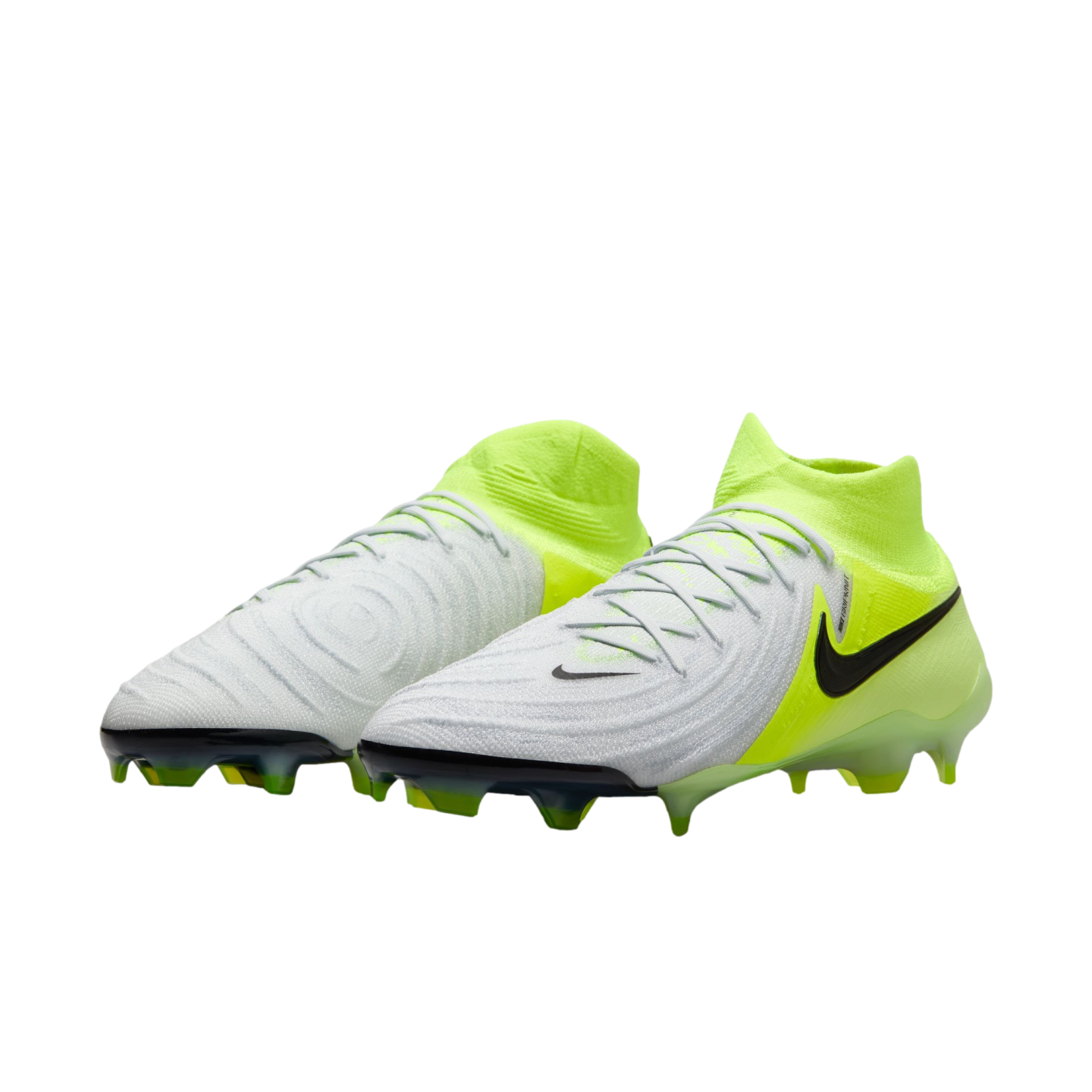 (NIKE-FJ2572-003) Botas de fútbol para terreno firme Nike Phantom Luna 2 Elite [PLATA METALIZADA/NEGRO VOLTIO] (lanzamiento el 14/10/24)