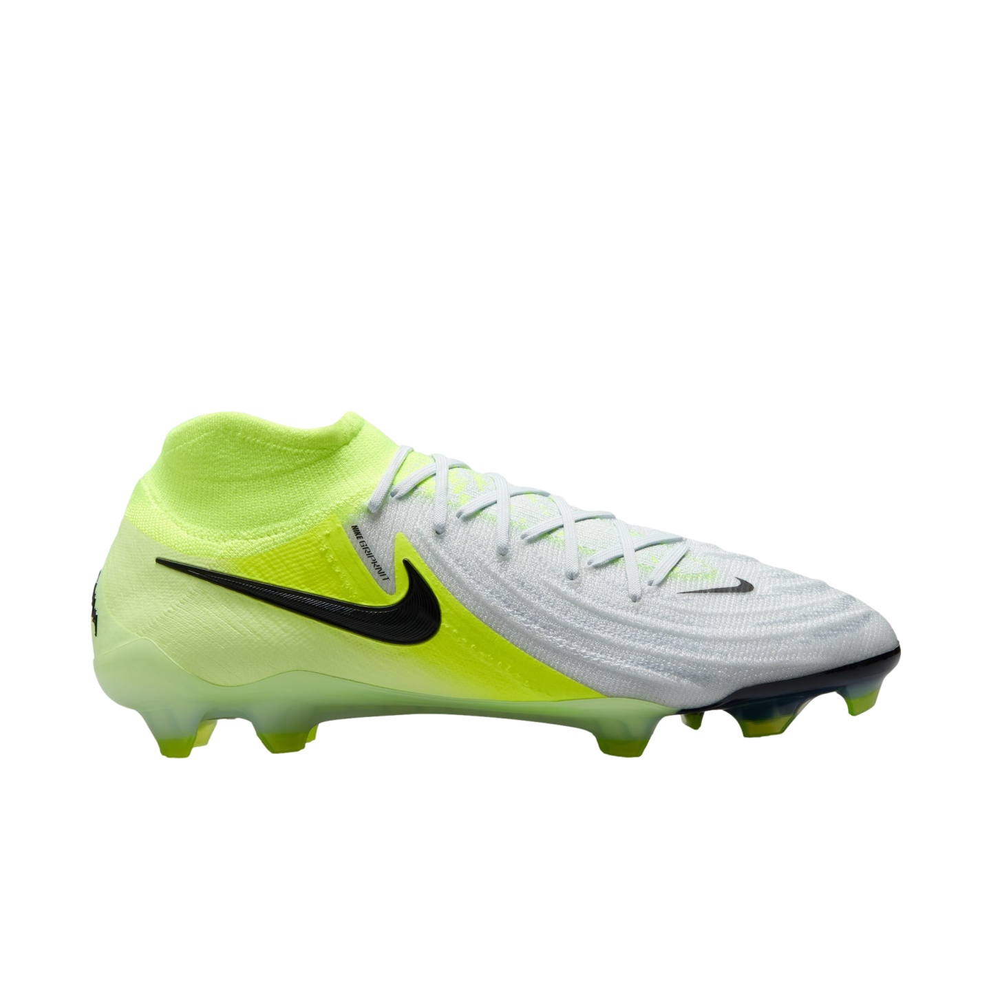 (NIKE-FJ2572-003) Botas de fútbol para terreno firme Nike Phantom Luna 2 Elite [PLATA METALIZADA/NEGRO VOLTIO] (lanzamiento el 14/10/24)