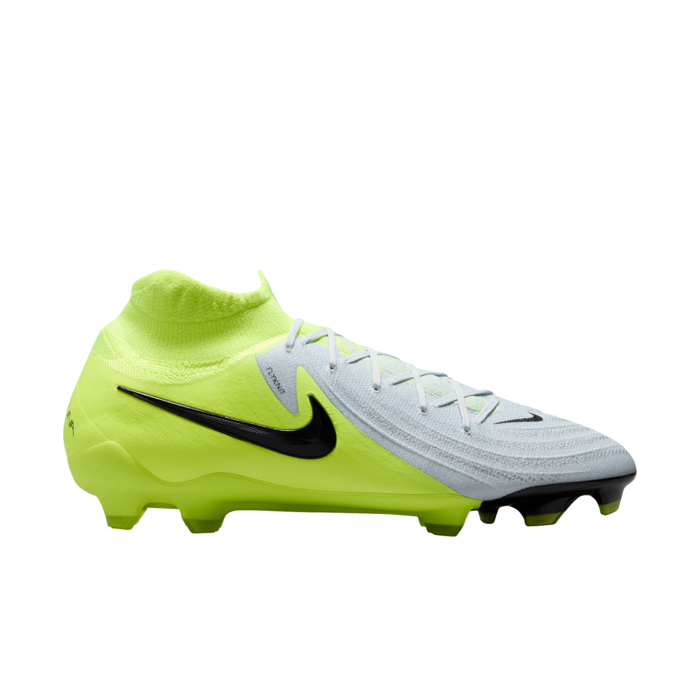 (NIKE-FJ2575-003) Botas de fútbol para terreno firme Nike Phantom Luna 2 Pro [PLATA METALIZADA/NEGRO VOLTIO] (lanzamiento el 17/10/24)