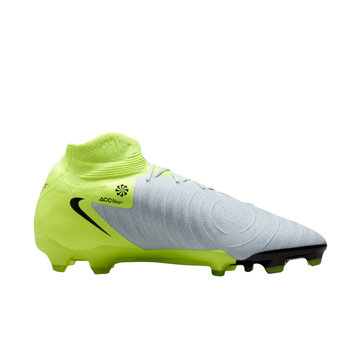 (NIKE-FJ2575-003) Botas de fútbol para terreno firme Nike Phantom Luna 2 Pro [PLATA METALIZADA/NEGRO VOLTIO] (lanzamiento el 17/10/24)