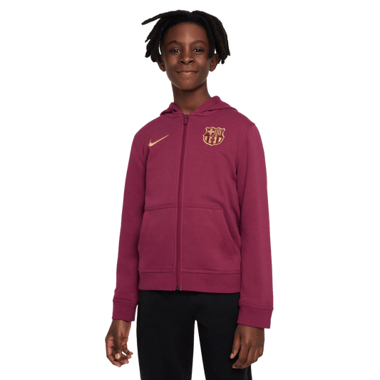 Sudadera con capucha y cremallera completa para jóvenes del club Nike Barcelona