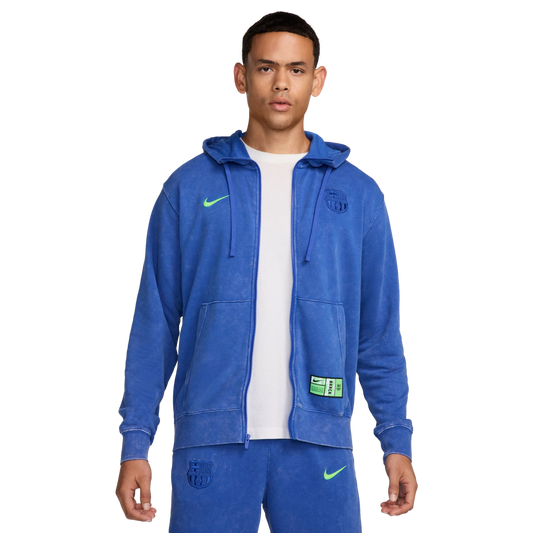 (NIKE-FQ2999-405) Sudadera con capucha y cierre completo de felpa francesa Nike Barcelona Club [HYPER ROYAL/LIME BLAST] (lanzamiento el 1/9/24)