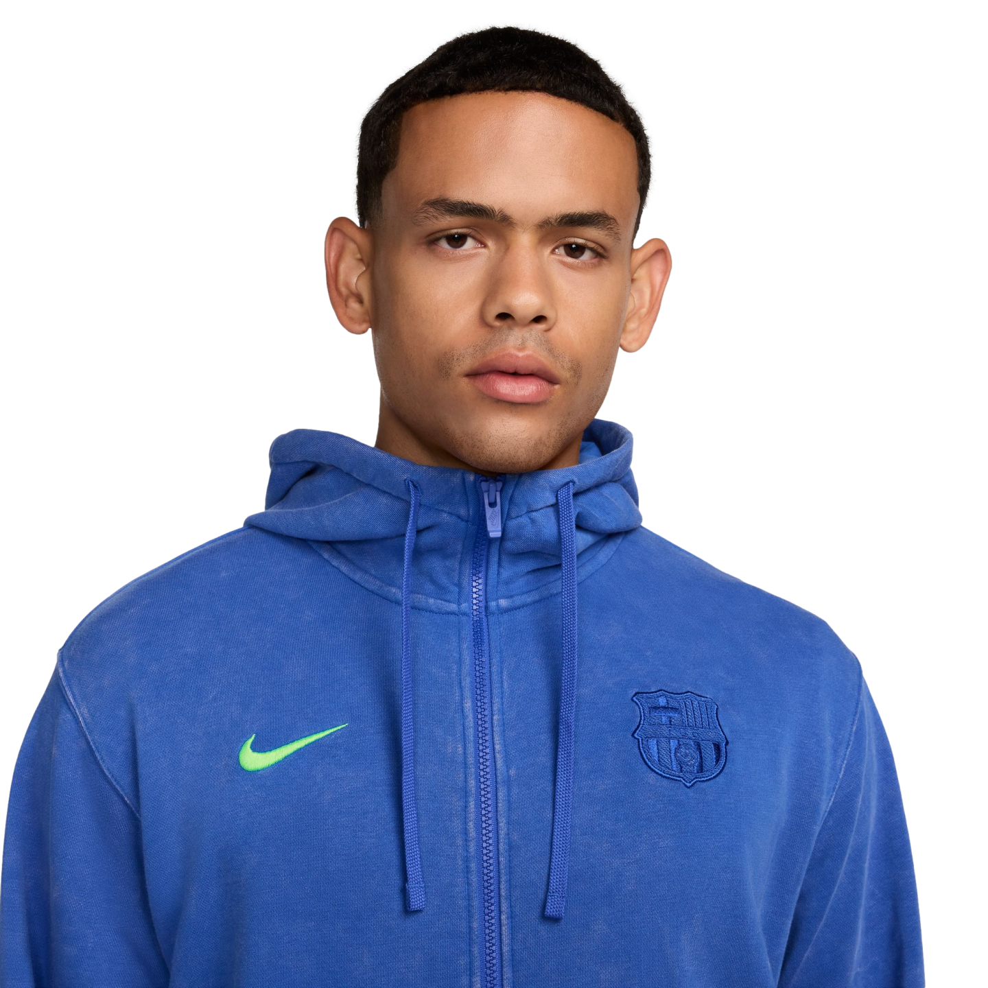 (NIKE-FQ2999-405) Sudadera con capucha y cierre completo de felpa francesa Nike Barcelona Club [HYPER ROYAL/LIME BLAST] (lanzamiento el 1/9/24)