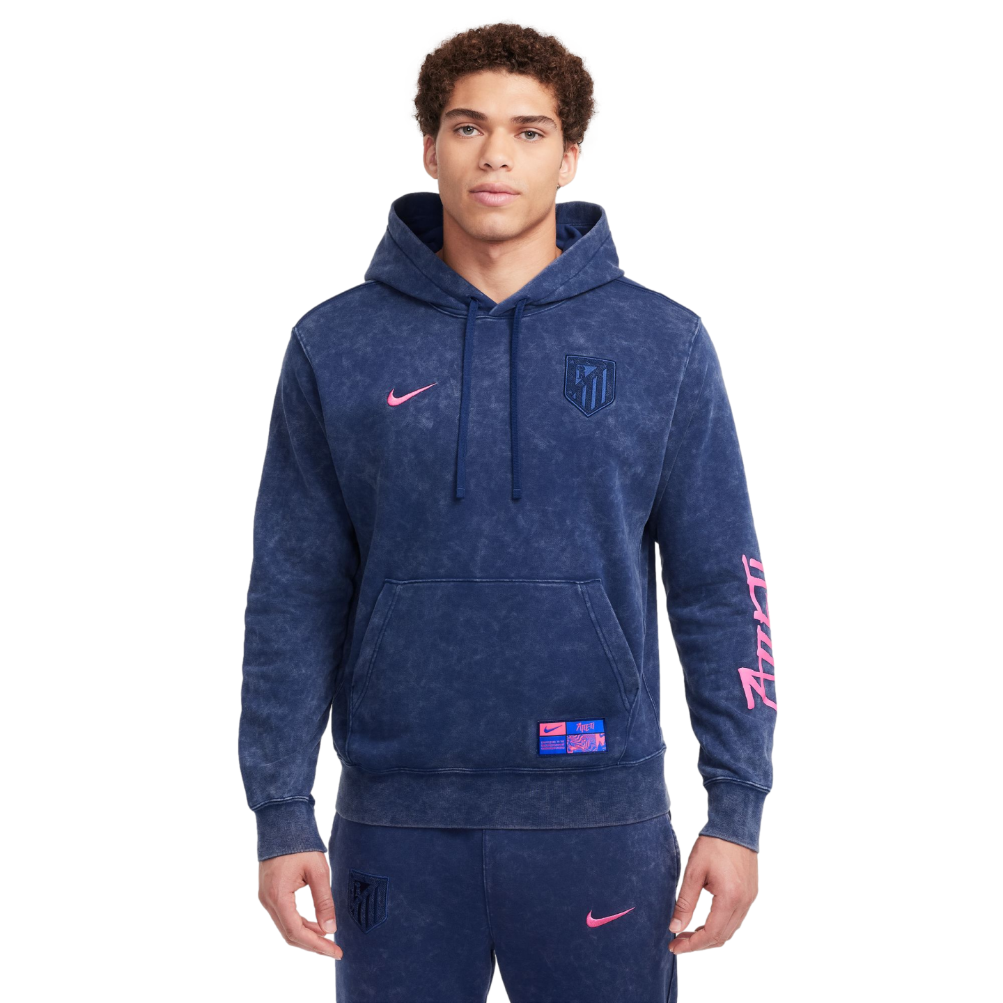 (NIKE-FQ3093-492) Sudadera con capucha Nike Atletico Madrid Club [BLUE VOID/PINK GLOW] (lanzamiento el 1/9/24)