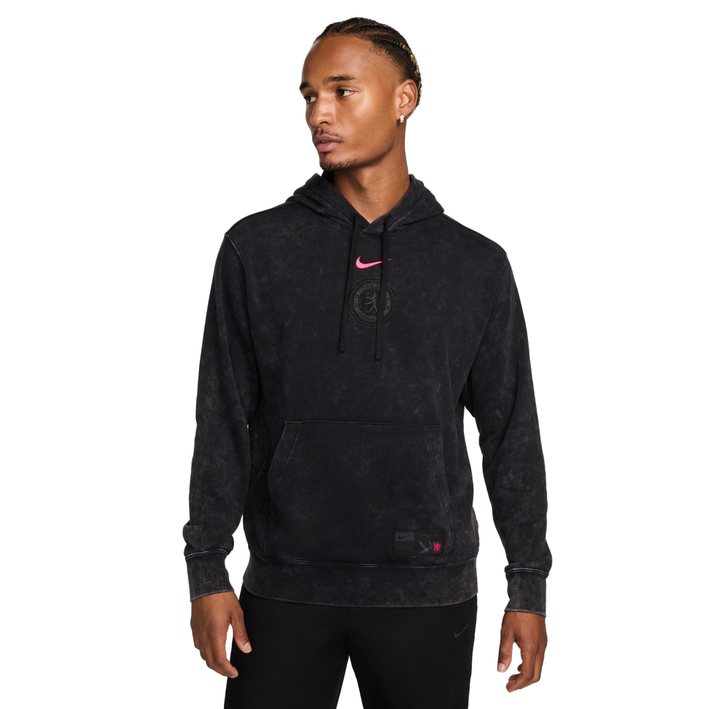 (NIKE-FZ4173-010) Sudadera con capucha Nike Chelsea Club [NEGRO/ROSA PRIME] (lanzamiento el 1/9/24)