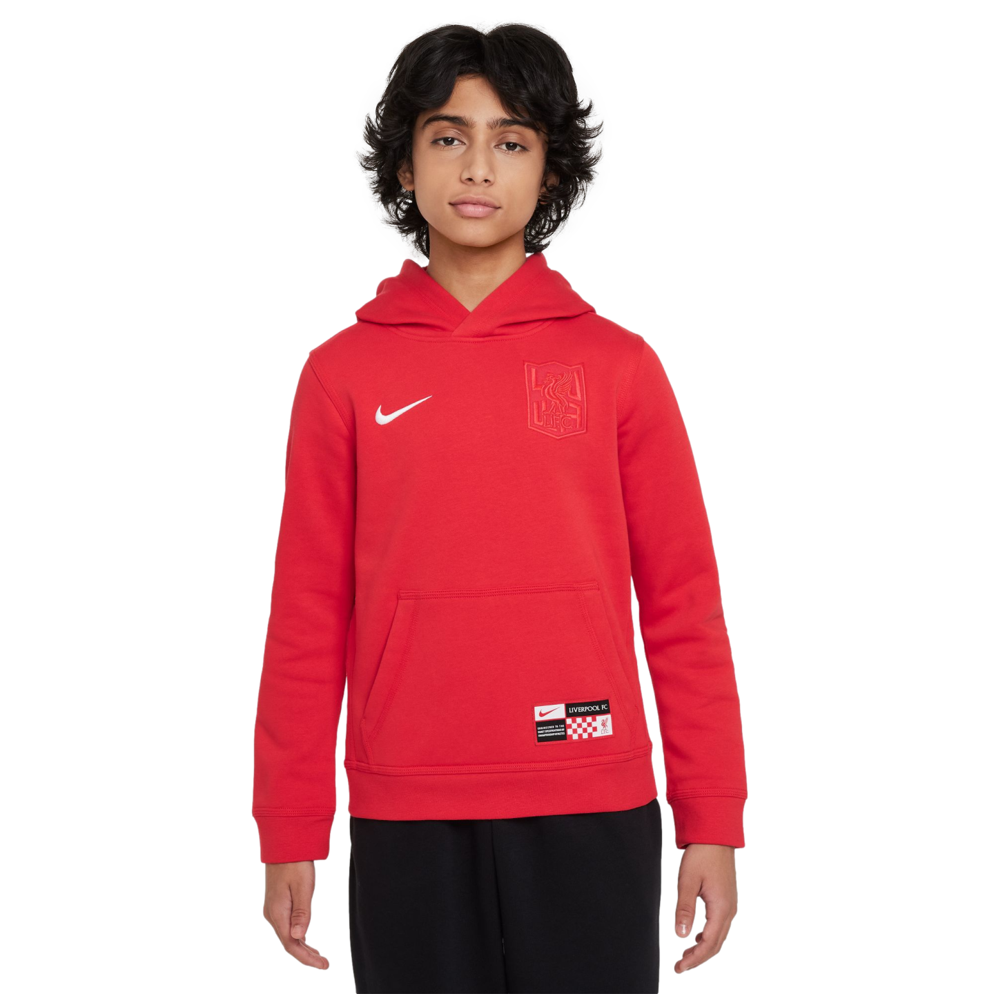 (NIKE-HF0076-679) Sudadera con capucha juvenil Nike Liverpool Club [ROJO GLOBAL/NEGRO] (lanzamiento el 1/10/24)