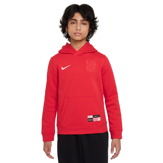 (NIKE-HF0076-679) Sudadera con capucha juvenil Nike Liverpool Club [ROJO GLOBAL/NEGRO] (lanzamiento el 1/10/24)