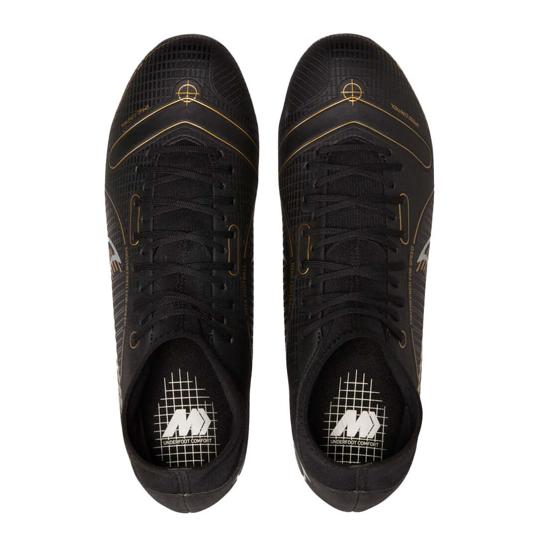 (NIKE-DJ2873-007) Nike Mercurial Superfly 8 Academy MG Firm Ground Cleats [BLACK/METALLIC GOLD-METALLIC SILVER]