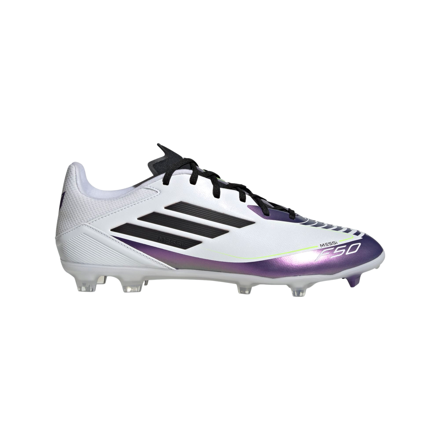 (ADID-IE9073) Botas de fútbol para terreno firme Adidas F50 League Messi [FTWWHT/CBLACK/UNIPUR] (lanzamiento el 24/10/10)