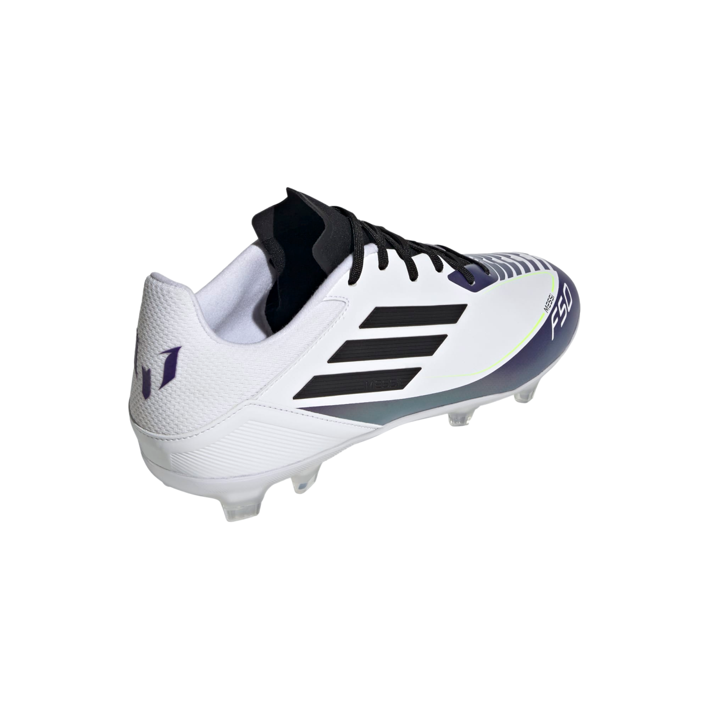 (ADID-IE9073) Botas de fútbol para terreno firme Adidas F50 League Messi [FTWWHT/CBLACK/UNIPUR] (lanzamiento el 24/10/10)