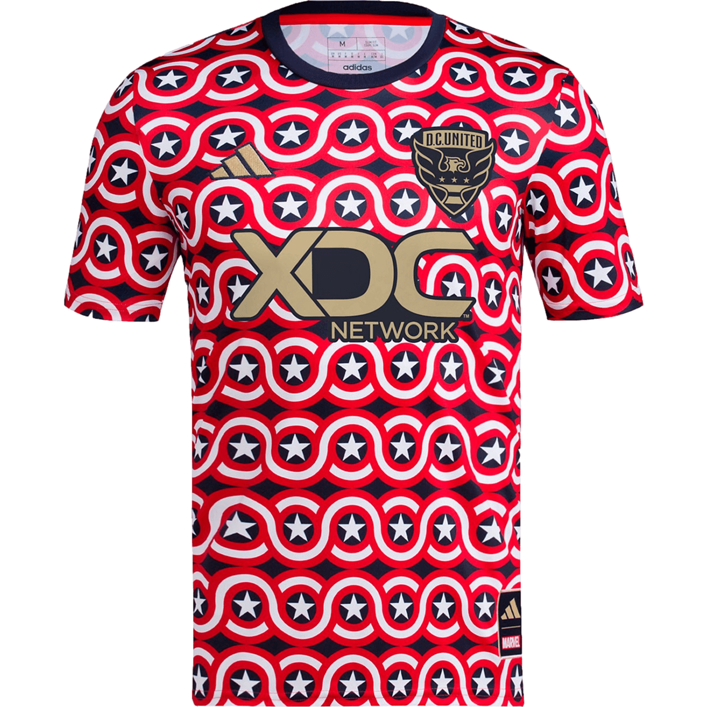 Camiseta prepartido del Capitán América del DC United de Adidas