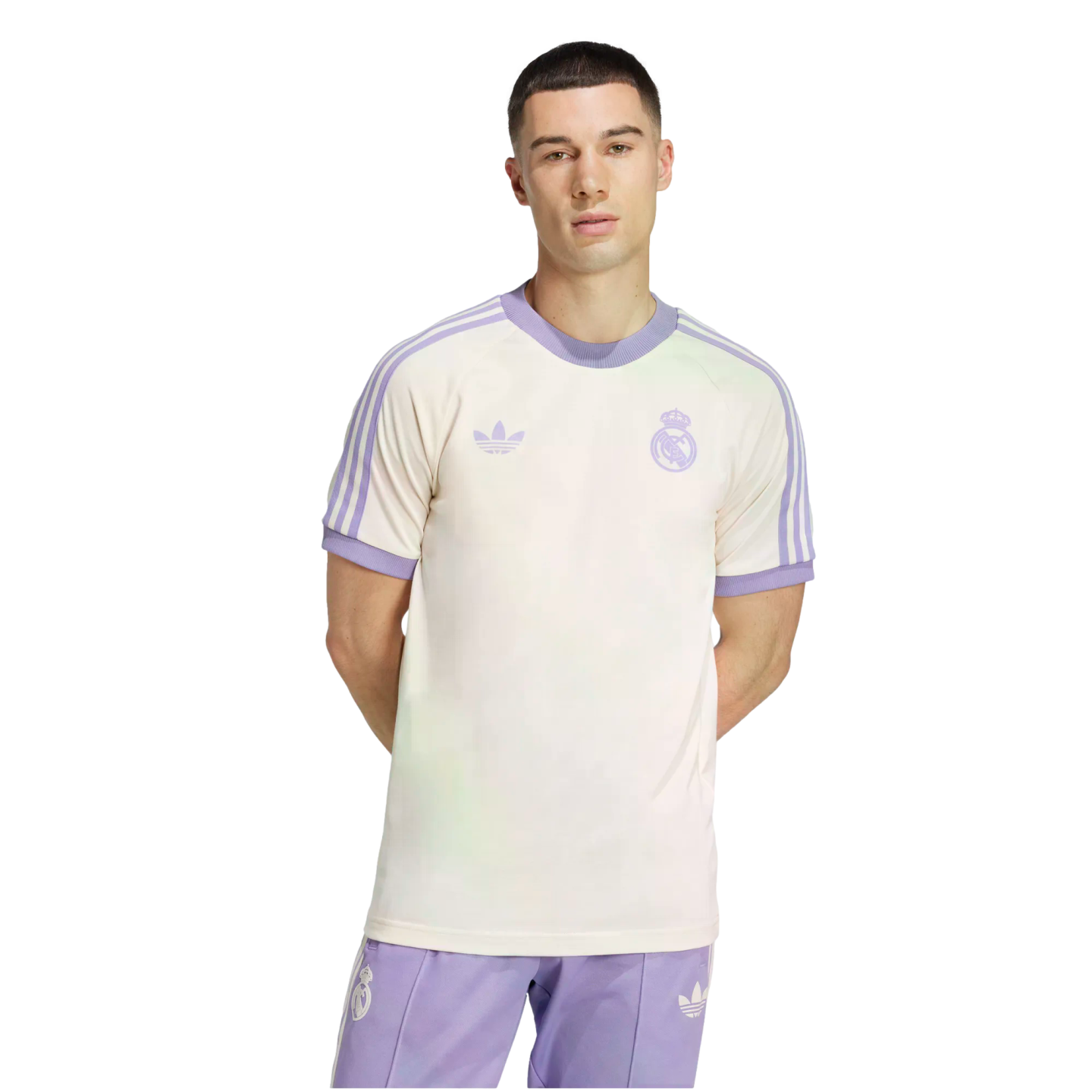 (ADID-IY0057) Camiseta Adidas Real Madrid Originals de 3 rayas [WONWHI/MAGLIL] (lanzamiento el 1/11/24)