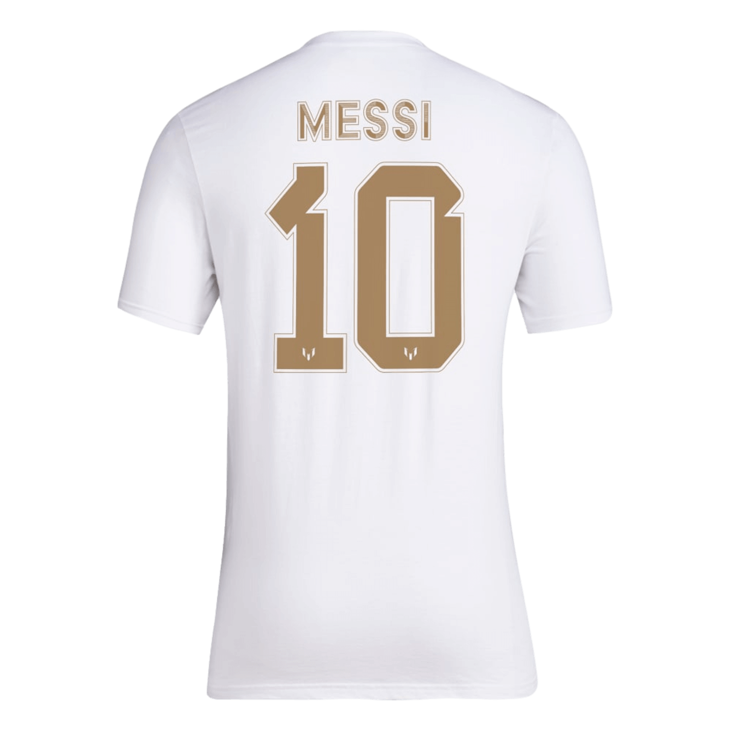 Camiseta Adidas con nombre y número de Messi en dorado