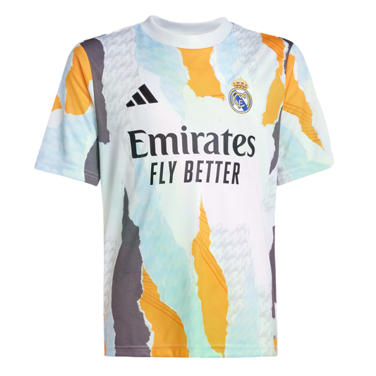 (ADID-JJ3491) Camiseta prepartido juvenil del Real Madrid de Adidas [BLANCO/CREORA/CHACOA/] (lanzamiento el 1/12/24)