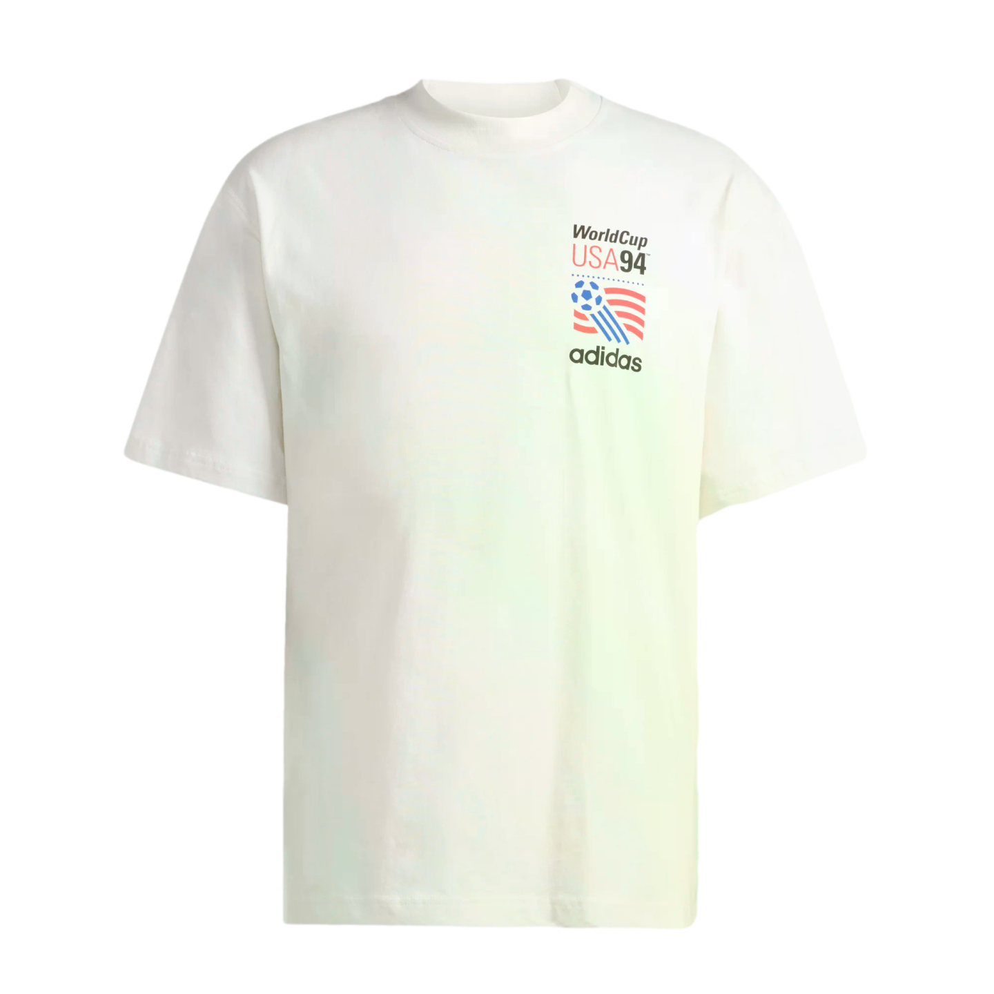 A white short-sleeved t-shirt featuring the World Cup USA 94 logo and Adidas branding on the upper left chest.