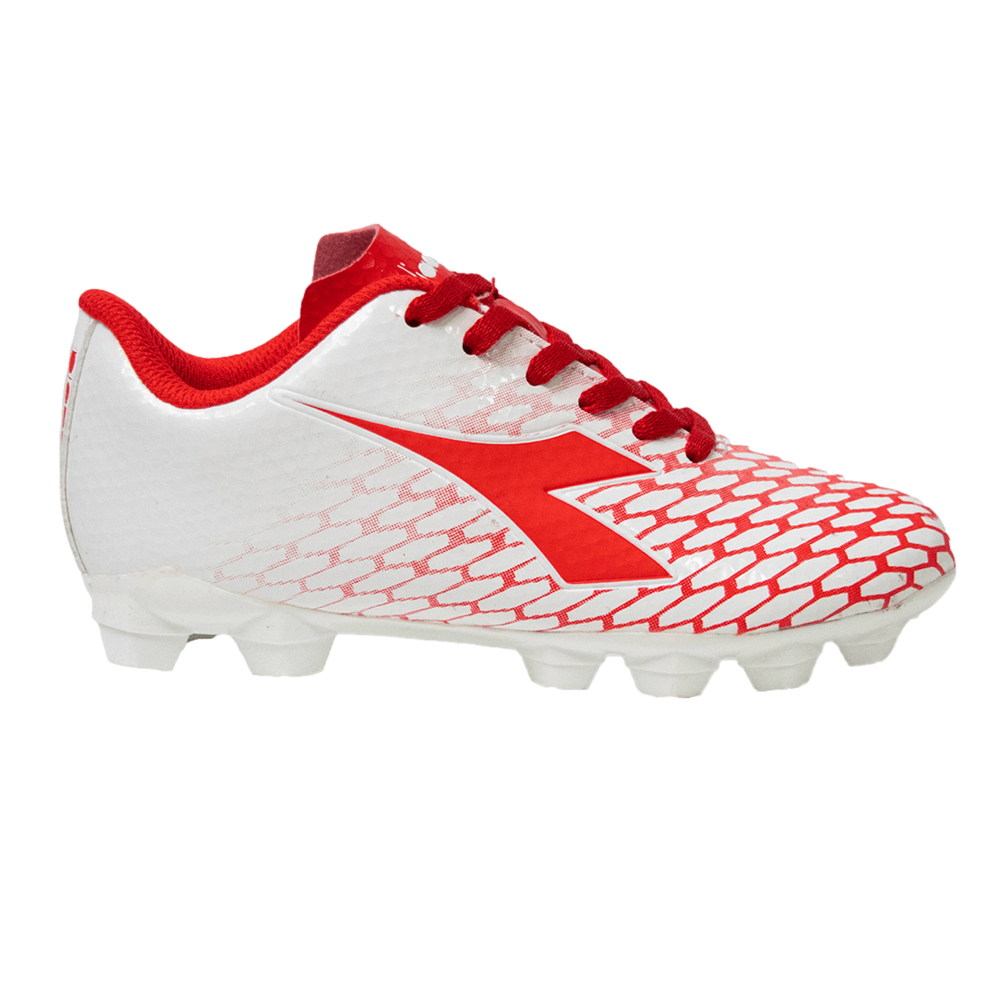 Diadora SMU Cattura LPU Youth Firm Ground Soccer Cleats - White / Red