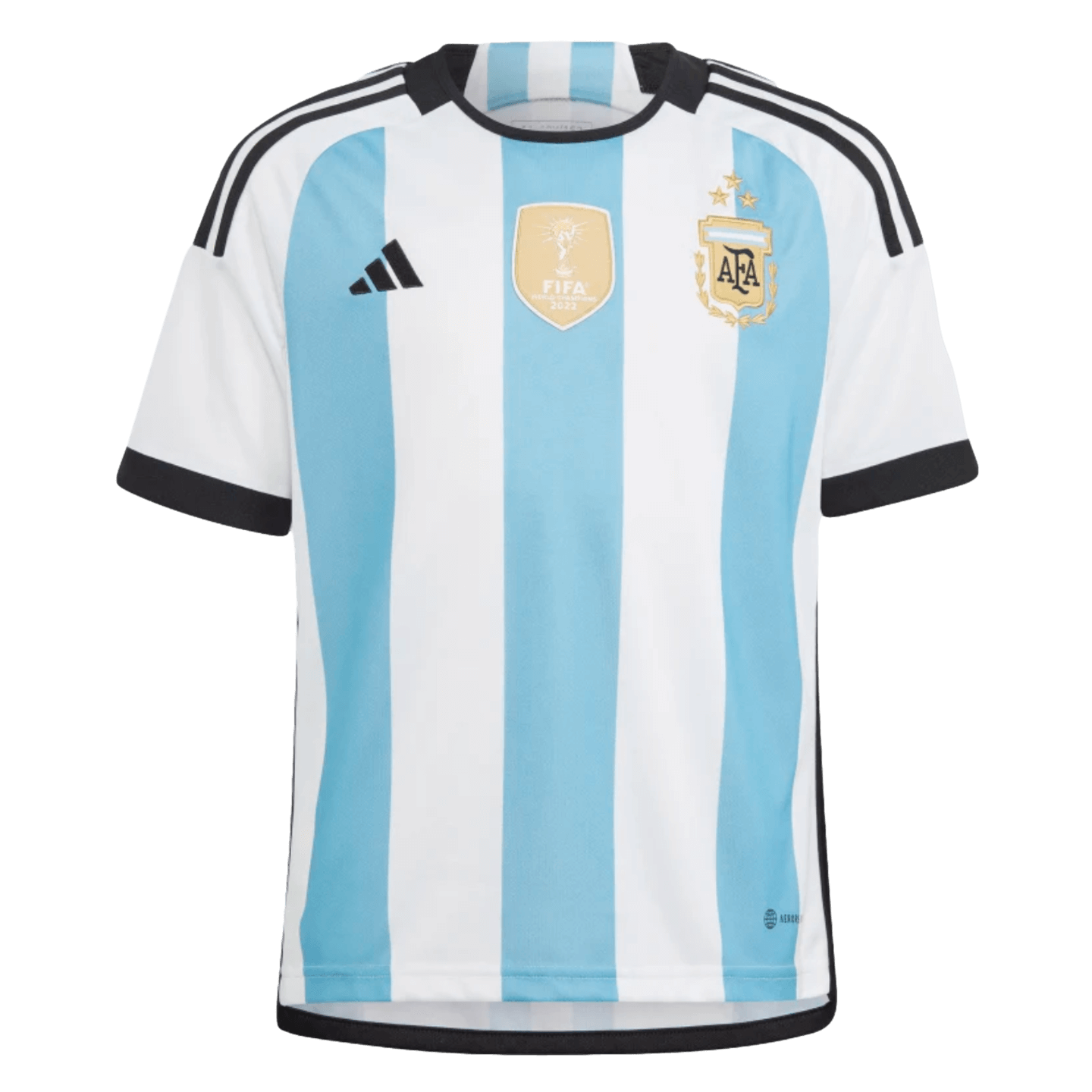 Camiseta local Adidas Argentina 2022 para jóvenes ganadores de 3 estrellas