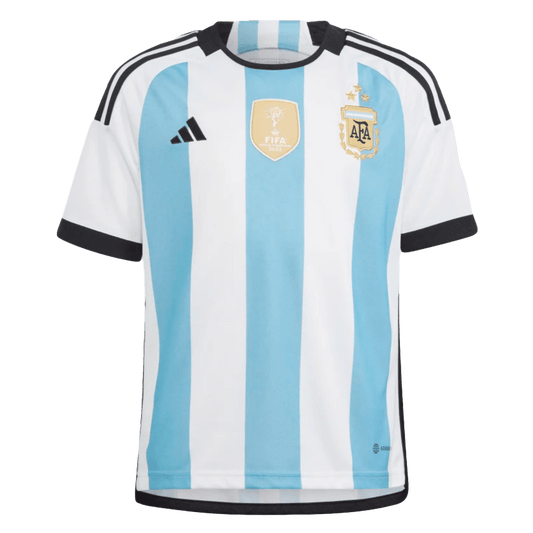 Camiseta local Adidas Argentina 2022 para jóvenes ganadores de 3 estrellas