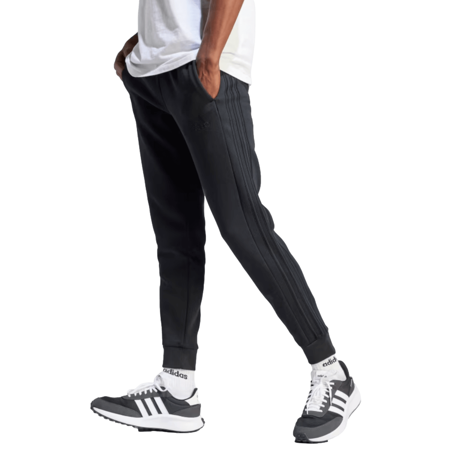 Pantalones de polar con puños cónicos y 3 rayas de Adidas Essentials