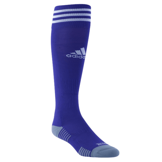 Calcetines de fútbol Adidas Copa Zone Cushion III por encima de la pantorrilla (morado)