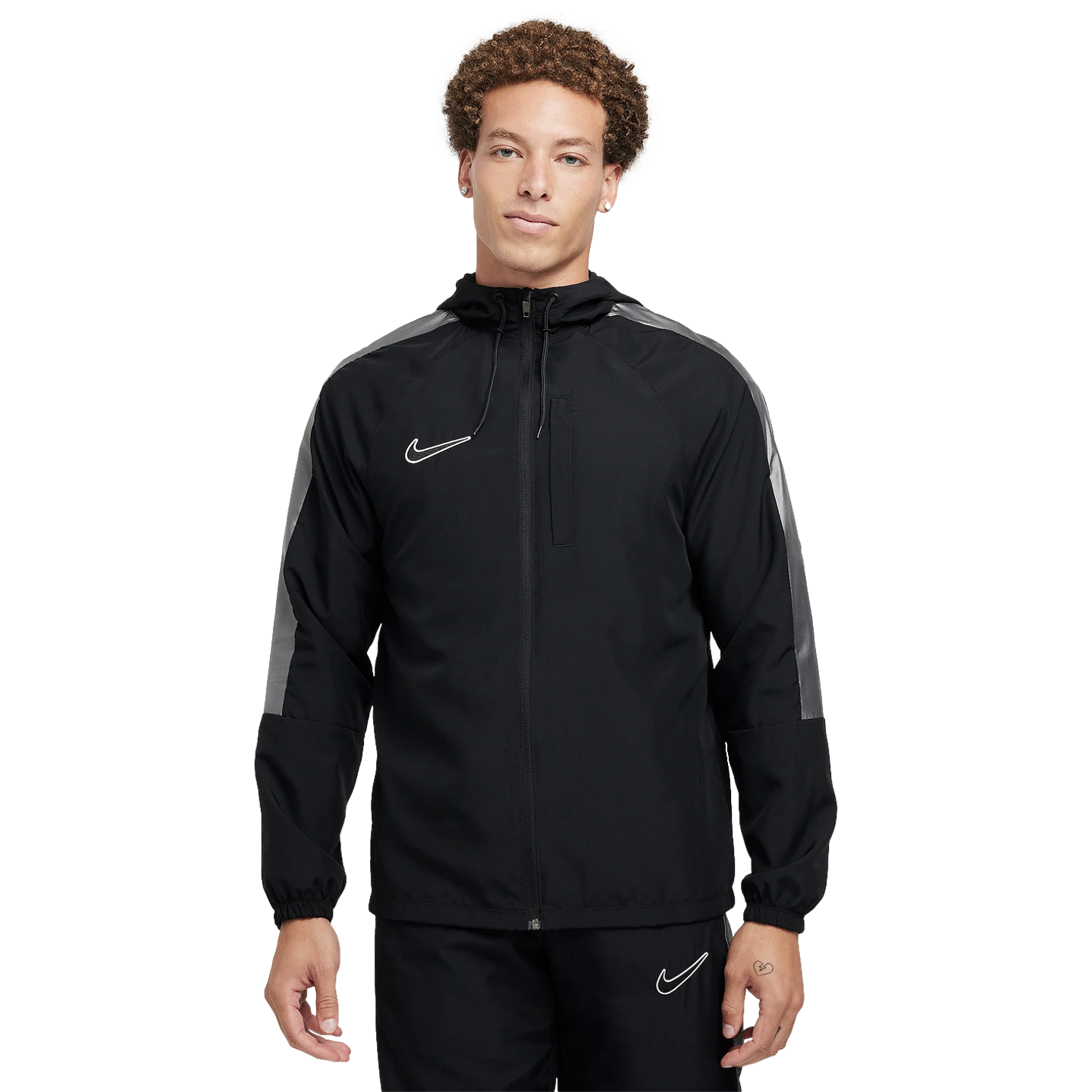 (NIKE-FZ0585-010) Chaqueta con capucha impermeable Nike Academy [NEGRO/NEGRO/BLANCO/BLANCO]