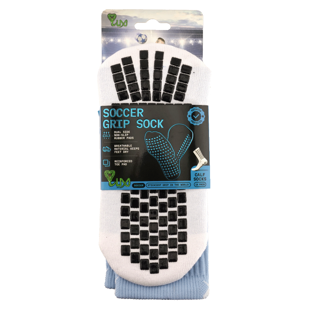 Lux Soccer Grip Calf Socks - Light Blue EB-LU-283