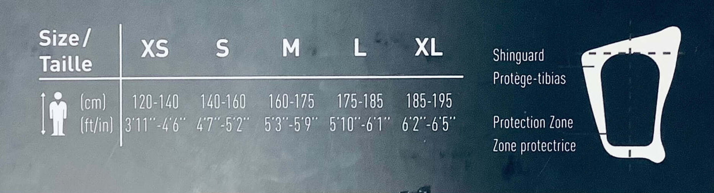 Adidasa shin guard size chart