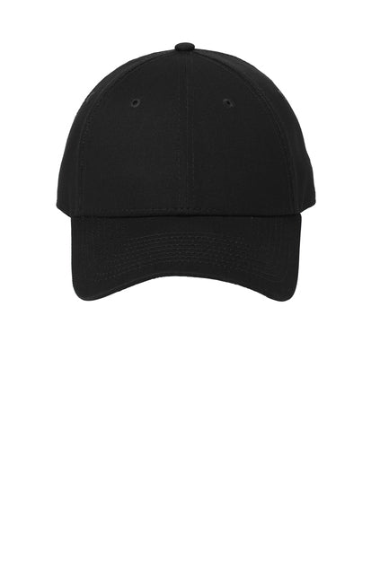 Plain black baseball cap with a curved brim and structured six-panel crown, centered against a white background.