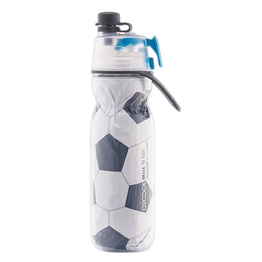 Botella de agua con forma de balón de fútbol de 20 oz con aislamiento Arctic Squeeze de O2Cool Mist 'N Sip
