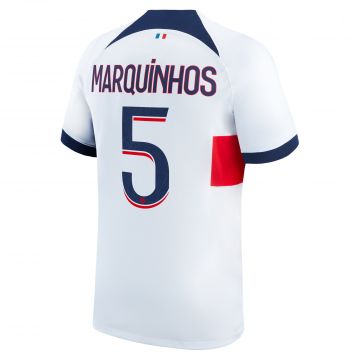 Nike Paris Saint-Germain 23/24 Stadium Away Jersey #5 Marquinhos - White