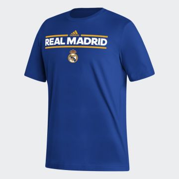 adidas Real Madrid Short Sleeve Banner Tee - Royal  Blue