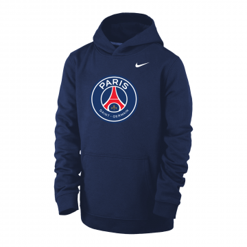 Nike Paris Saint-Germain Crest Fleece Pullover Hoodie - Navy
