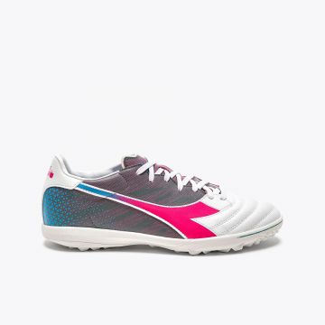 Diadora Brasil Elite Veloce GR Turf Shoes - White / Pink