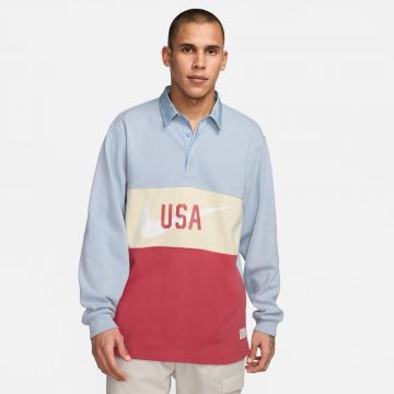 Nike USA Swoosh Long Sleeve Rugby Top - Blue / Red